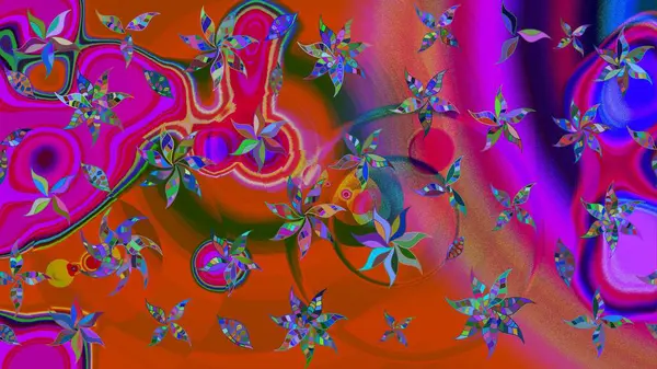 Turuncu renkli çiçekler. Tropik çiçekler. Gömlek çizimi Arkaplan Deseni.