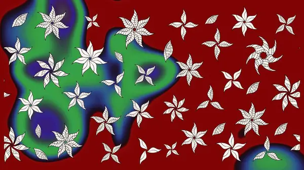 Kırmızı renkte etnik çiçeklerle süslenmiş zarif bir eskiz şekli. Raster Çiçek İllüstrasyonu güzel tekstil..