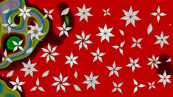 El çizimi Raster çizimi. Parlak elementlerin. Çizim çiçek deseni duvar kağıdı, web sitesi arkaplanı, paket kağıdı, davetiye, broşür, pankart veya web sitesi için kullanılabilir.