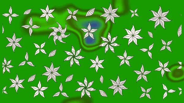 Yeşil renkli çiçekler. Düz Çiçek Elementleri Tasarımı. Güzel çiçek deseni. Renkli Bahar Teması çizim şablonu.