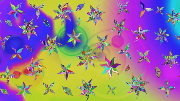 Çiçekli karalama şeklinde Raster çiçek deseni. Nazik, narin çiçek arkaplanı. Mor renkte çiçekler.