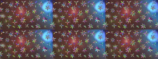 Raster illüstrasyonu. Şirin çiçekli eskiz deseni ve kahverengi renkli yapraklar, suluboya çiçek deseni, duvar kağıdı, kart veya kumaş için fayanslı.