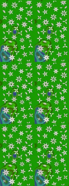 Raster illüstrasyonundaki çiçek desenli çizim. Suluboya tarzında yeşil renkte çiçekler.