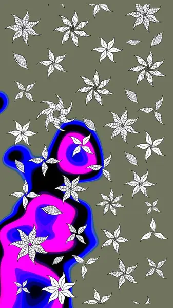 Robot resim. Raster illüstrasyonu. Küçük çiçekte sevimli çiçek deseni var..