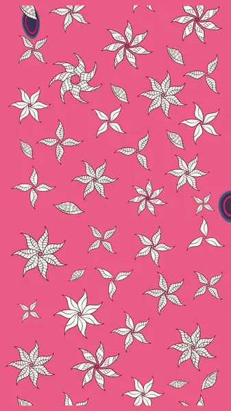 Süslü kumaş deseni. Renkli Bahar Teması eskiz kalıbı. Raster illüstrasyonundaki çiçek desenli çizim. Düz Çiçek Elementleri Tasarımı.