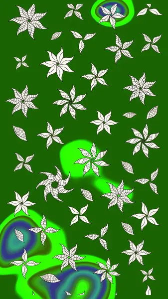 Yeşil renkli çiçekler. Düz Çiçek Elementleri Tasarımı. Çiçekli eskiz çizimi. Renkli Yaz Teması çizim şablonu.