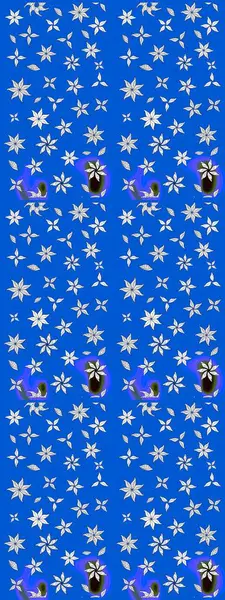 Elle boyanmış suluboya resim çizimleri, çiçekler ve bitkiler. Mavi renkte çiçekler.