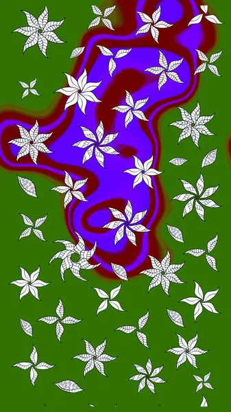 Kumaş desenli papatya çiçeği detayı. Yeşil renkte çiçekler.