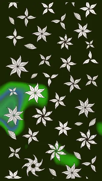 Raster illüstrasyonu. Gri renklere karalamalar çizilmiş çiçek deseni.