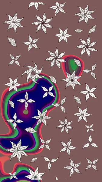 Raster deseni. Raster illüstrasyonu. Küçük çiçekteki sevimli çiçek deseni. Nazikçe, yaz çiçekleri kahverengi renklerde.