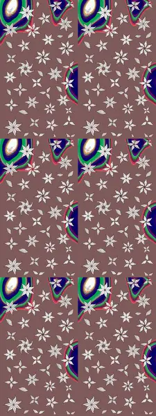 Robot resim. Şirin çiçek elementleri. Kahverengi renkli çiçekler. Raster illüstrasyonu.