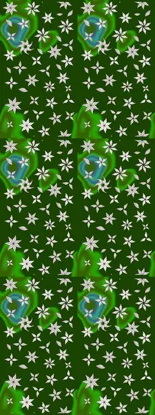 Klasik taslak çizimi. Raster çiçek izi. Çiçek yeşili çizim deseni.