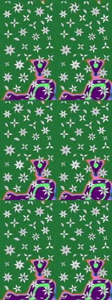 Robot resim. Yeşil renkli çiçekler. Şirin çiçek elementleri. Raster illüstrasyonu.