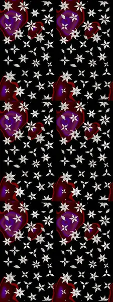 Siyah renkli çiçekler. Raster illüstrasyonunda çiçek deseni çizimi.