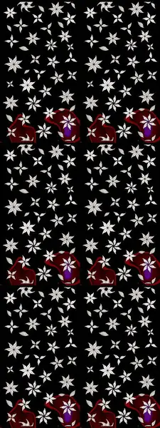 Raster illüstrasyonundaki çiçek desenli çizim. Siyah renkte çiçekler.