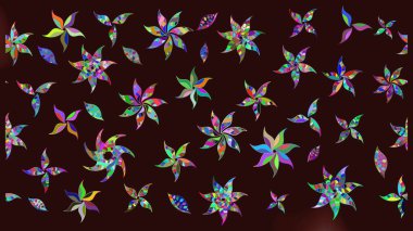 Raster illüstrasyonundaki çiçek desenli çizim. Suluboya tarzında kahverengi renkte çiçekler.