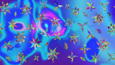 Mavi renkli çiçekler. Kumaş desenli papatya çiçekleri ayrıntıları.