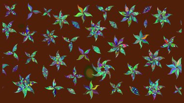 Raster illüstrasyonu. Kahverengi kıvırcık çiçekler kahverengi renklerde şekillenir. Klasik çiçek tasarım elementleri.