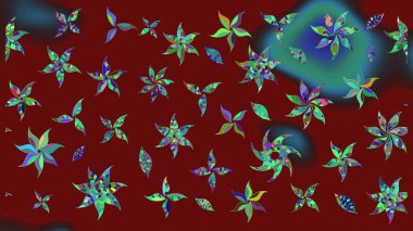 Raster illüstrasyonu. Kırmızı yapraklı yabani çiçekler. Suluboya, elle çizilmiş. Taslak arkaplan deseni.