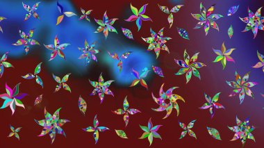 Kibarca, kırmızı renkte yaz çiçekleri. Raster deseni. Küçük çiçekteki sevimli çiçek deseni. Raster illüstrasyonu.