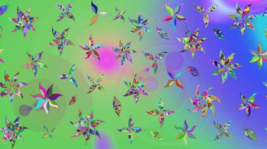 Yeşil renkli çiçekler. Çiçekli karalama şeklinde Raster çiçek deseni. Yumuşak, bahar çiçekli arka plan.