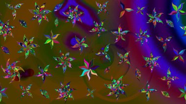 Raster illüstrasyonu. Tropik çiçek desenleri. Kahverengi renkte çiçekler.