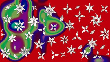 Raster illüstrasyonu. Çizim çiçek deseni duvar kâğıdı olarak kullanılabilir. Kırmızı renkte çiçekler.