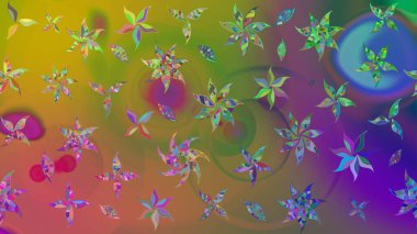 Yeşil renkli çiçekler. Çiçek desenli eskiz. Tişört baskısı için çiçek boyama rasteriName.