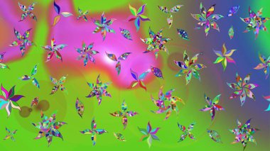 Çiçek deseni. Renkli Bahar Teması eskiz kalıbı. Düz Çiçek Elementleri Tasarımı. Raster çizimi. Güzel kumaş deseni..