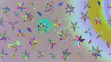 Tarafsız renklerde çiçekler. Raster düz çiçek çizim deseni. Tasarım hediye paketi, tebrik kartları, posterler ve afiş tasarımı.