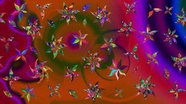 Çiçekler suluboya tarzında kahverengi renkte. Raster illüstrasyonunda çiçek deseni çizimi.