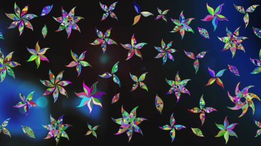 Eski usul. Renkli desenli eskiz deseni, gri çiçekler ve dekoratif elementlerle. Raster illüstrasyonu. Eskiz geçmişi. Kumaş, tekstil ve duvar kağıdı baskısı için..