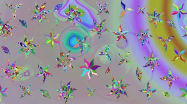 Nakış desenli çiçek deseni. Parmak izi, kumaş, duvar kâğıdı, tekstil için raster dokusu. Renkli grunge soyut arkaplanı Cologray çiçekleriyle zenginleştirir.