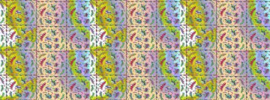 Raster illüstrasyonu. Güzel kumaş deseni. Raster illüstrasyonundaki çiçek desenli çizim. Renklerde.