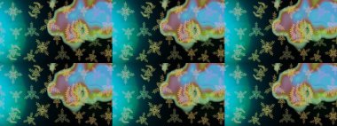 Kış kar tanesi, raster arka plan. Renkli arka planda izole kar taneleri. Yüzey için tekrarlanan doku, ambalaj kağıdı, mavi, siyah ve yeşil renkler. Raster illüstrasyonu.