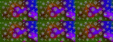 Raster illüstrasyonu. Yeşil renkte karalamalı çiçek deseni çiz.