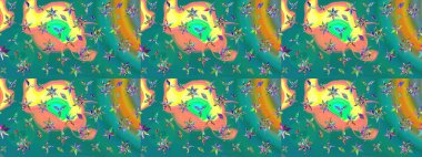 Çiçekli zambakların eskiz geçmişi. Çiçek tasarımı için inanılmaz bir kolaj cenneti tarzı. Parlak çiçekli kolaj çiçekleri mavi.