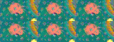 Nazik romantik baskı. Raster güzel bir çiçek deseni çizmiş. Tatil havası. Bahar mevsimi. Mavi renkte çiçekler.