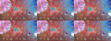 Eskiz klasiği. Renkli Bahar Teması eskiz kalıbı. Raster Şirin kumaş deseni. Düz Çiçek Elementleri Tasarımı.