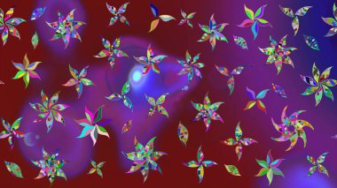 Mor renkli çiçekler. Düz Çiçek Elementleri Tasarımı. Sevimli çiçek raster deseni. Renk Bahar Teması eskiz şablonu.