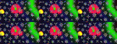 Çiçekler. Vadinin gri renkli çiçekleri. Soyut etnik raster çizim kalıbı.