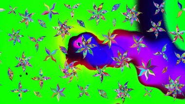 Çizim çiçek deseni duvar kâğıdı olarak kullanılabilir. Raster illüstrasyonu. Yeşil renkte çiçekler.