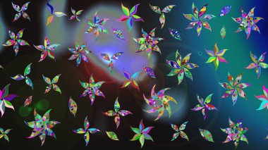 Gri renkli çiçekler. Raster illüstrasyonunda çiçek deseni çizimi.