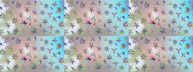 Moda baskıları için zarif bir şablon. Parlak renkli çiçekleri ve gri renkli yaprakları olan harika bir çiçek deseni. Halk tarzı. Modern çiçek arkaplanı.