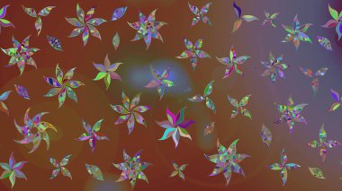 Kahverengi renkli çiçekler. Raster illüstrasyonu. Raster illüstrasyonu. Çiçek desenli çizim. Asya tekstil tarzında.