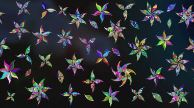 Gri kıvırcık çiçekler gri renkte şekillenir. Klasik çiçek tasarımı elementleri. Raster illüstrasyonu.