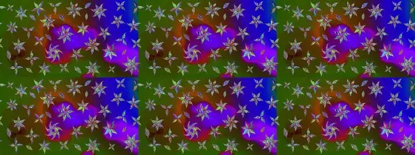 Raster illüstrasyonu. Yeşil renkte karalamalı çiçek deseni çiz.