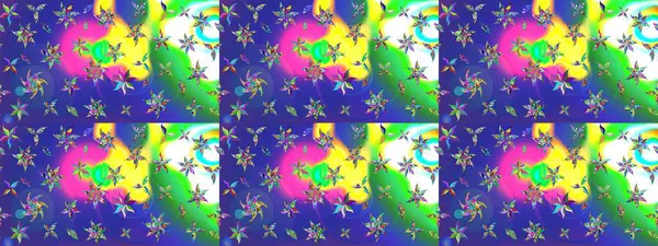 Mavi renkte etnik çiçeklerle süslenmiş zarif bir eskiz. Asya Tekstil 'inde Raster Çiçek İllüstrasyonu.