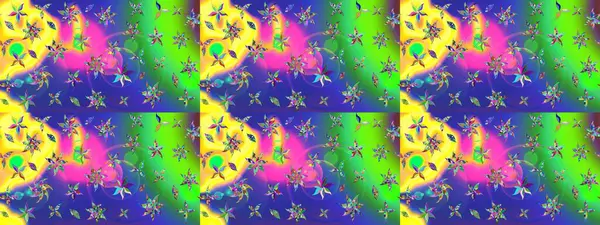 Şirin çiçekli, desenli, yeşil renkli bir eskiz deseni. El çizimi çiçek çizimi deseni (fayans). Tekstil için suluboya çizim deseni.