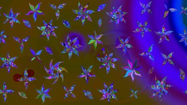 Kahverengi renkli çiçekler. Raster düz çiçek çizim deseni. Tasarım hediye paketi, tebrik kartları, posterler ve afiş tasarımı.